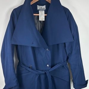 Alaska Airlines By Luly Yang Womens Size 6 Long Navy Blue Trench Coat Insulated